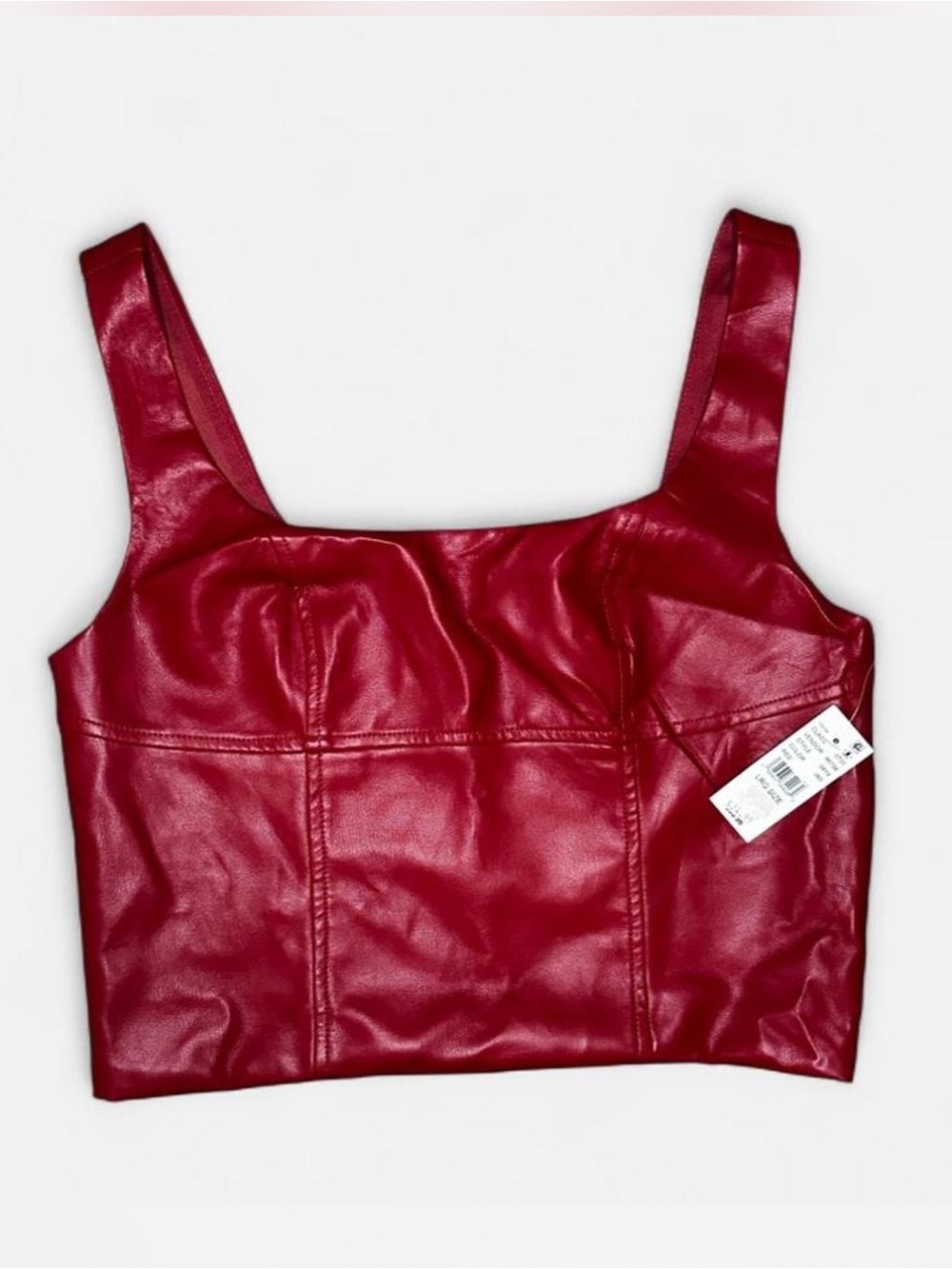 La Hearts Red Faux Leather Crop Tank